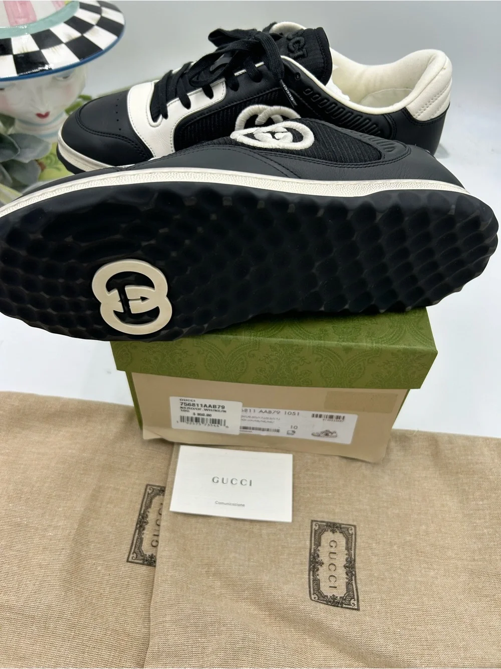 Men's Gucci Mac 80 low top leather sneakers size 43/ 10 made in Italy